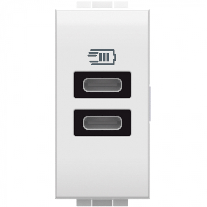 Priza USB 1M Tip C alimentare dubla 5V 3000mA Living Light Bticino alb N4191CC [1]