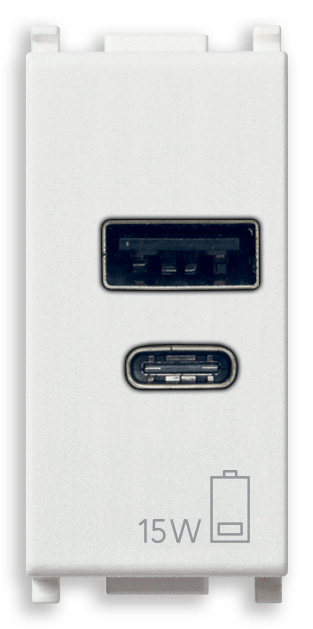 Priza USB A+C 1M 2.4A 5V  Vimar Plana alb 14292.AC.15 [1]