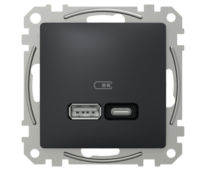 Priza USB PD tip A+C 21W Schneider Sedna antracit SDD114405 [2]