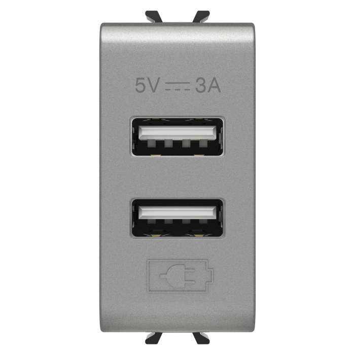Priza USB tip A 1M alimentare dubla 5V 3A Gewiss Chorus titan GW14447 [1]
