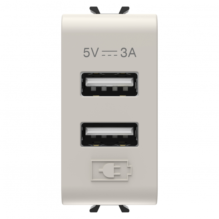Priza USB tip A 1M alimentare dubla 5V Gewiss Chorus bej satinat MAT GW13447 [1]