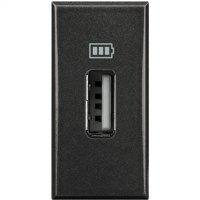 Priza USB tip A 5V 1500mA Axolute Bticino 1M antracit HS4285C1 [1]