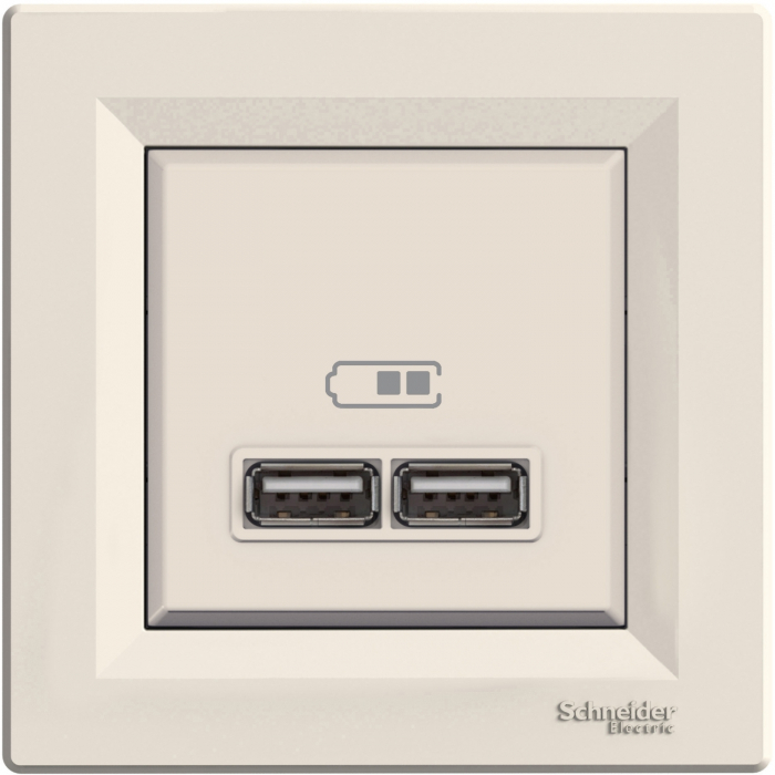 Priza USB tip A+A 2.1A Schneider Asfora crem EPH2700223 [1]