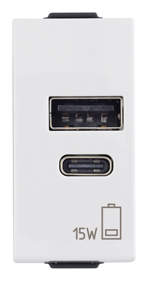 Priza USB tip A+C 1M 15W 5V  Vimar Neve alb 09292.AC.15 [1]