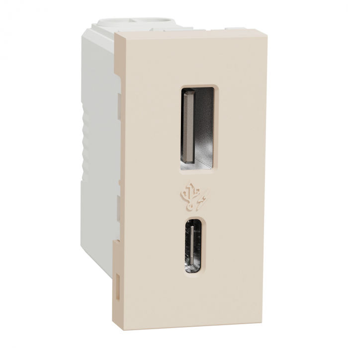 Priza USB tip A + C 1M 2.4A 12W Schneider Noua Unica bej NU301644 [1]