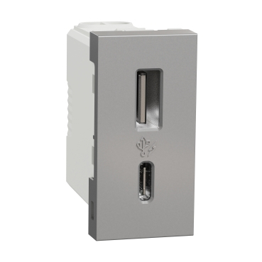 Priza USB tip A + C 1M 2.4A Schneider Noua Unica aluminiu NU301630 [1]