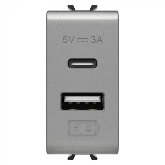 Priza USB tip A+C 1M 5V 3A Gewiss Chorus titan GW14449 [1]