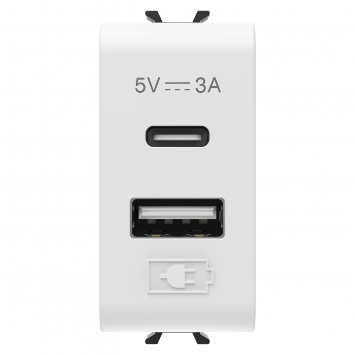 Priza USB tip A+C 1M 5V Gewiss Chorus alb satinat MAT GW15449 [1]