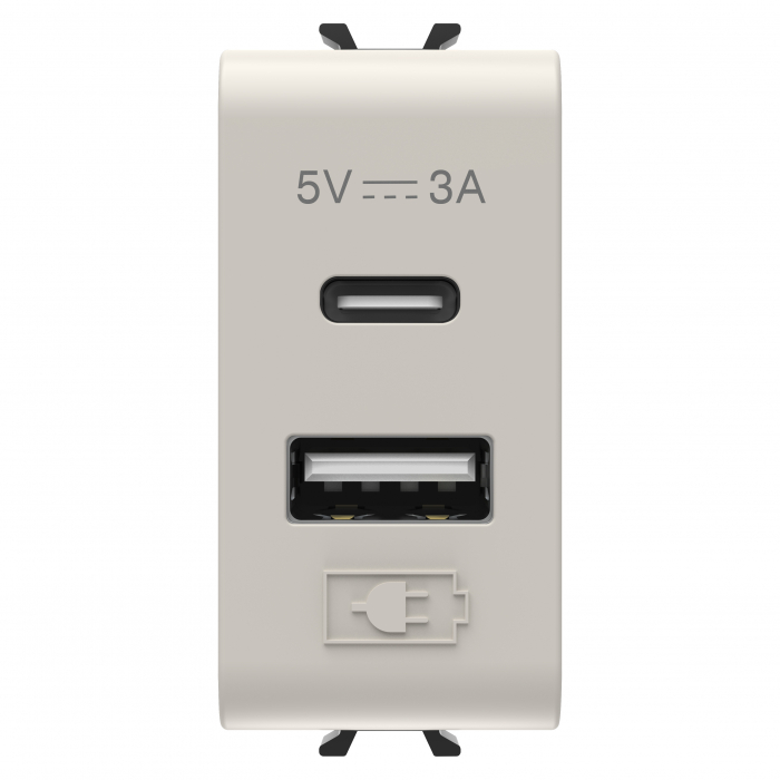 Priza USB tip A+C 1M 5V Gewiss Chorus bej satinat MAT GW13449 [1]