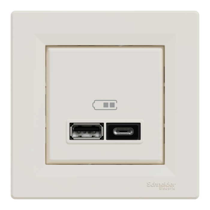 Priza USB tip A+C 2.4A Schneider Asfora crem EPH2700323 [2]
