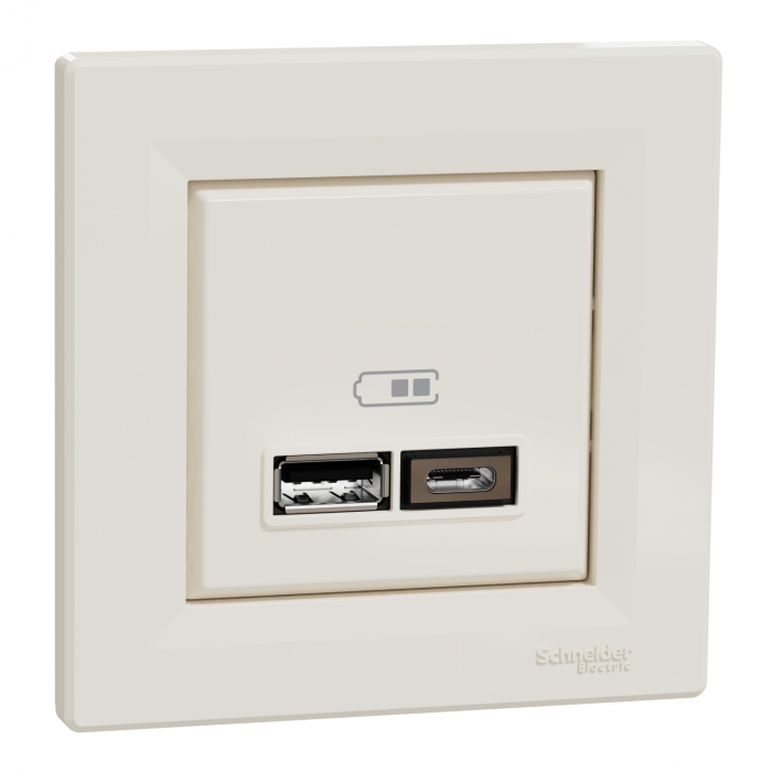 Priza USB tip A+C 2.4A Schneider Asfora crem EPH2700323 [1]