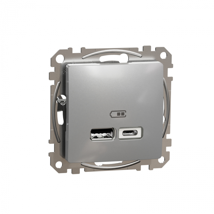 Priza USB tip A+C 2.4A Schneider Sedna aluminiu SDD113402 [1]