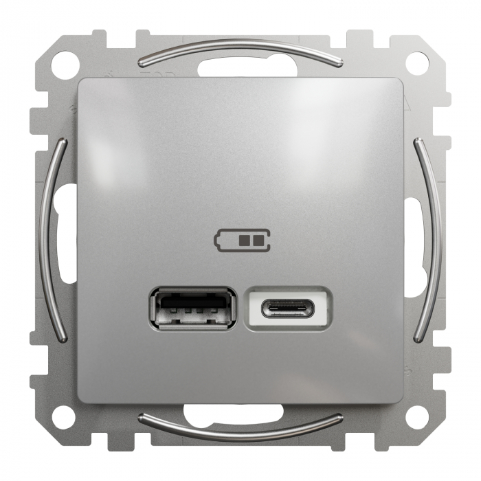 Priza USB tip A+C 2.4A Schneider Sedna aluminiu SDD113402 [2]
