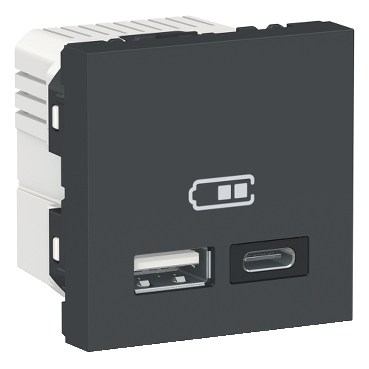 Priza USB tip A + C 2M 2.4A 12W Schneider Noua Unica antracit NU301854 [1]