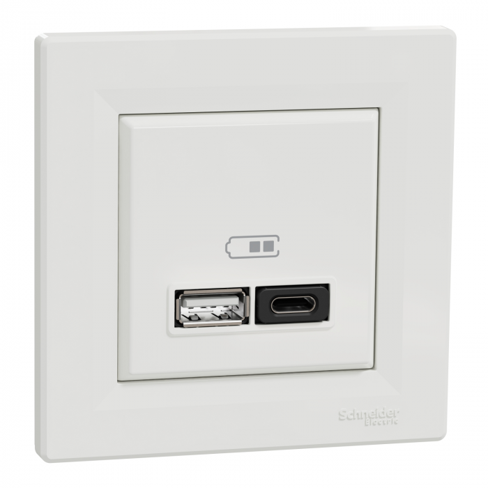 Priza USB tip A+C 45W Schneider Asfora alb EPH2700421 [1]