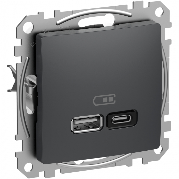 Priza USB tip A+C 45W Schneider Sedna antracit SDD114404 [2]