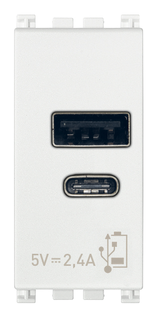 Priza USB tip A+C 5V 2,4A 1M Vimar Arke alb 19292.AC.B [1]