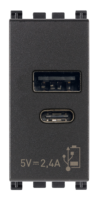 Priza USB tip A+C 5V 2,4A 1M Vimar Arke gri antracit 19292.AC [1]
