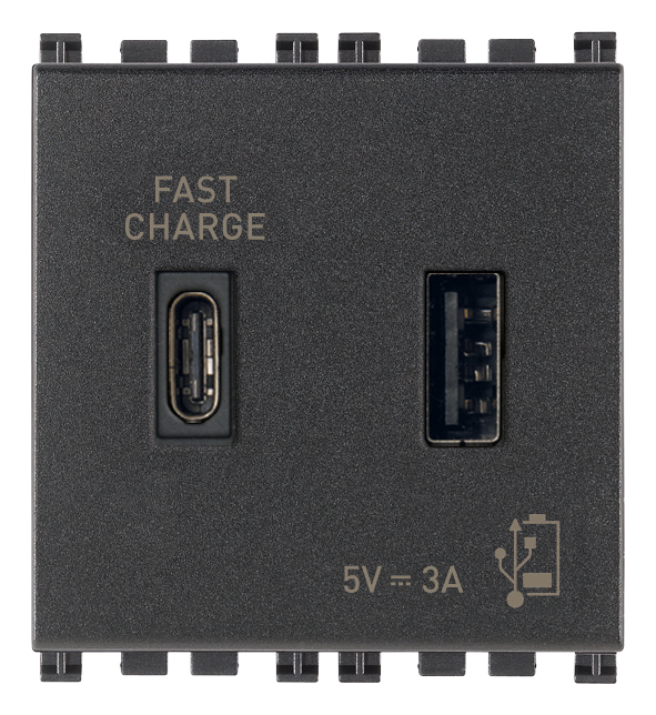 Priza USB tip A+C 5V 3A 2M Vimar Arke gri antracit 19295.AC [1]