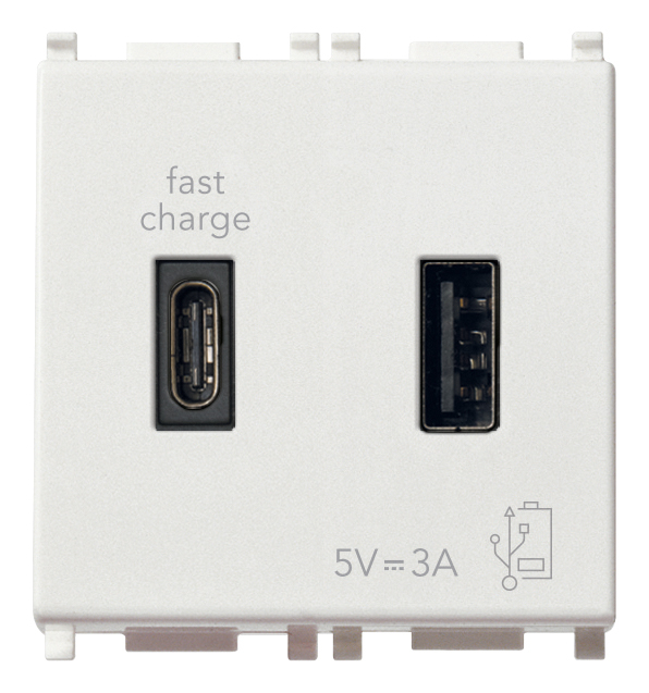 Priza USB tip A+ C 5V 3A 2M Vimar Plana alb 14295.AC [1]