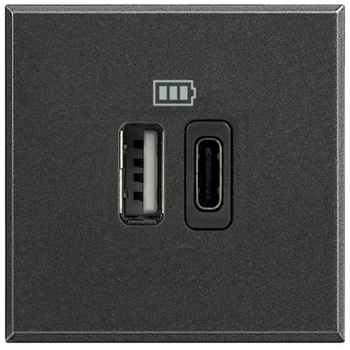 Priza USB tip A+C dubla 5V 3000mA Axolute Bticino 2M antracit HS4287C2 [1]