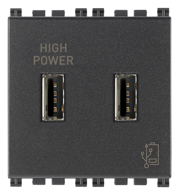 Priza USB tip A dubla 5V 2,1A 2M Vimar Arke gri antracit 19295 [1]