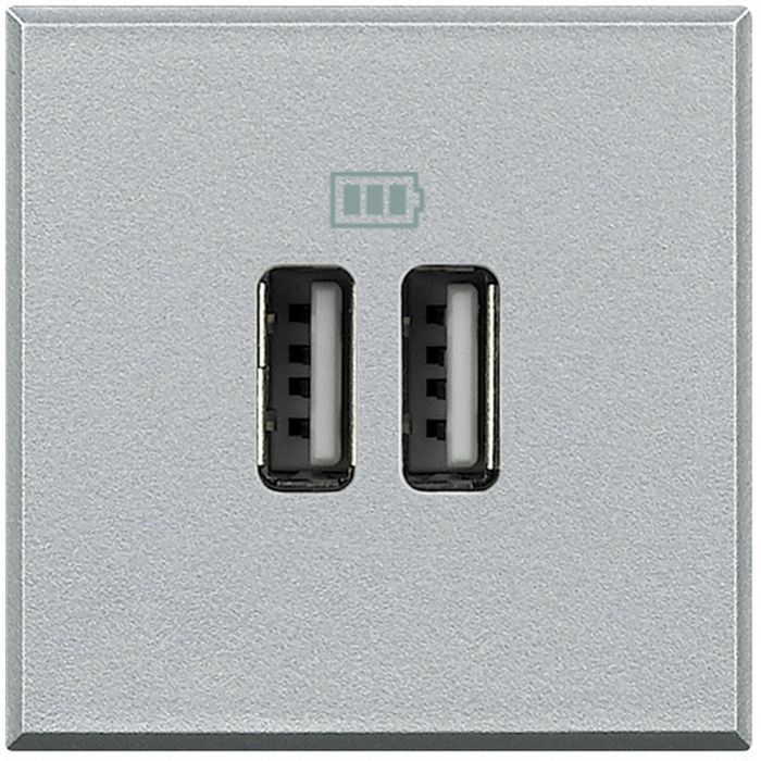 Priza USB tip A dubla 5V 3000mA Axolute Bticino 2M aluminiu HC4285C2 [1]