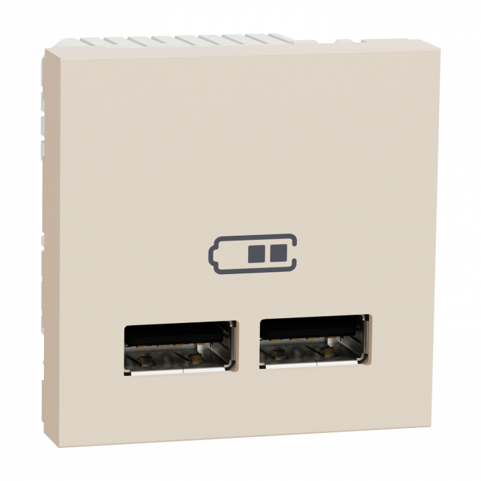 Priza USB tip A dubla incarcare 2M Schneider Noua Unica bej NU341844 [1]