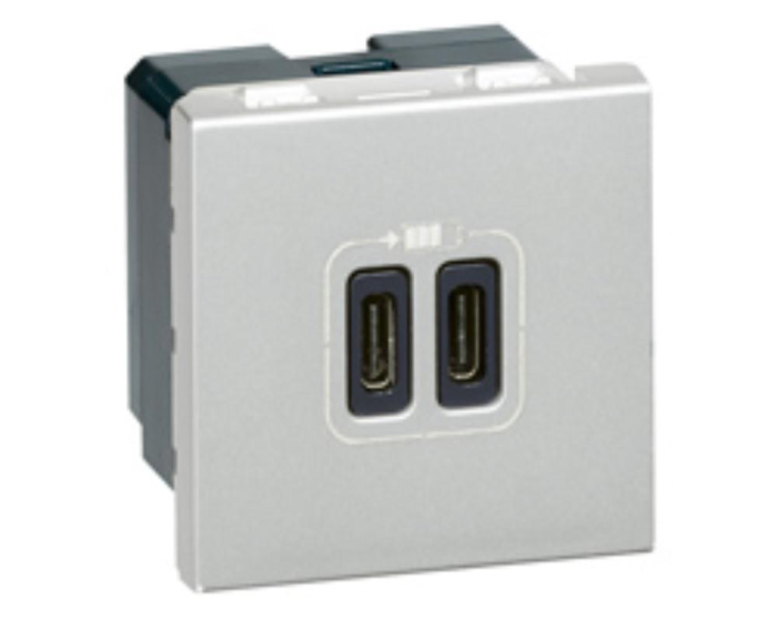 Priza USB tip C dubla 2M 15W Legrand Mosaic aluminiu 079390 [1]