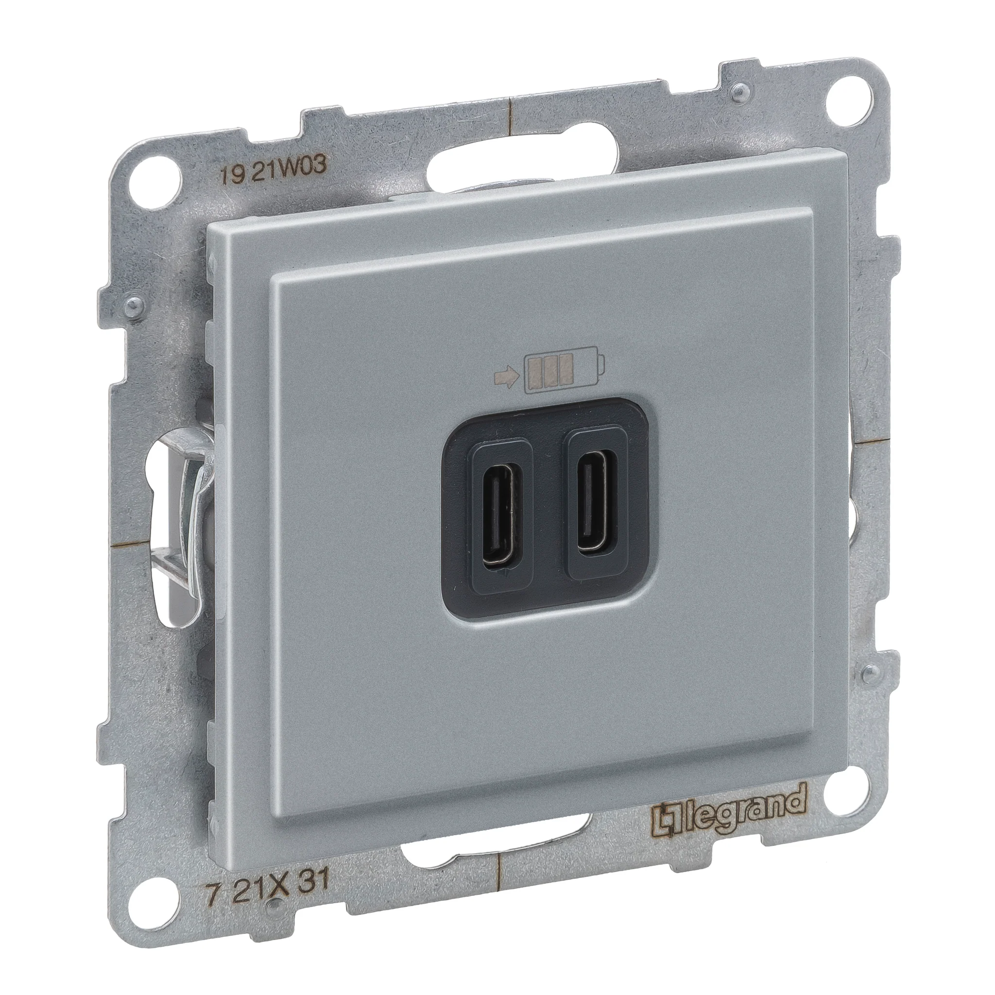 Priza USB tip C dubla 5V 15W Legrand Suno aluminiu 721331 [1]