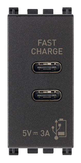 Priza USB tip C dubla 5V 3A 1M Vimar Arke gri antracit 19292.CC [1]
