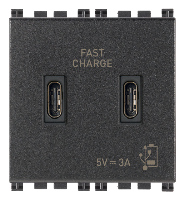 Priza USB tip C dubla 5V 3A 2M Vimar Arke gri antracit 19295.CC [1]