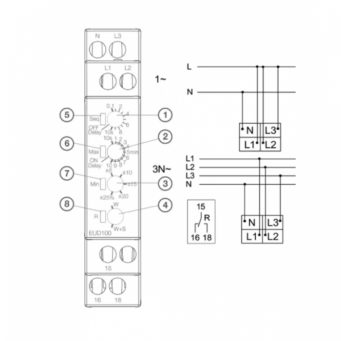 Releu de control al tensiunii si fazei 1P+N/3P(N) Hager EUD100 [3]