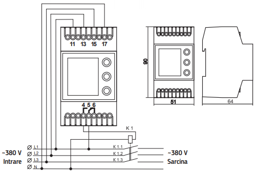 Releu de protectie tensiune trifazat 6A DigiTop VP-380V [2]