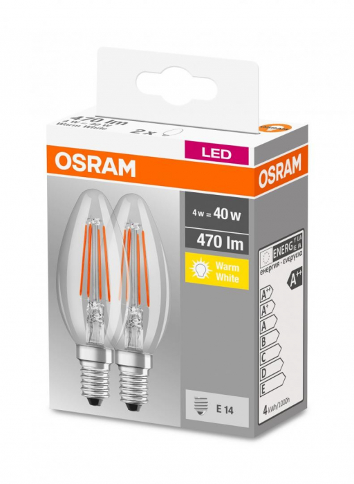 Set 2 becuri B40 LED 4W 470lm 2700K E14 Osram 4052899972032 [2]