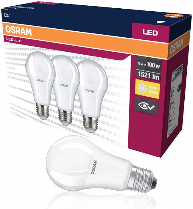 Set 3 becuri A100 LED 13W 1521lm 2700K E27 Osram 4058075385740 [2]