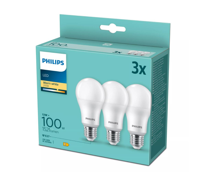 Set 3 becuri A67 LED 13W 1521lm 2700K E27 Philips 8718699694920 [2]