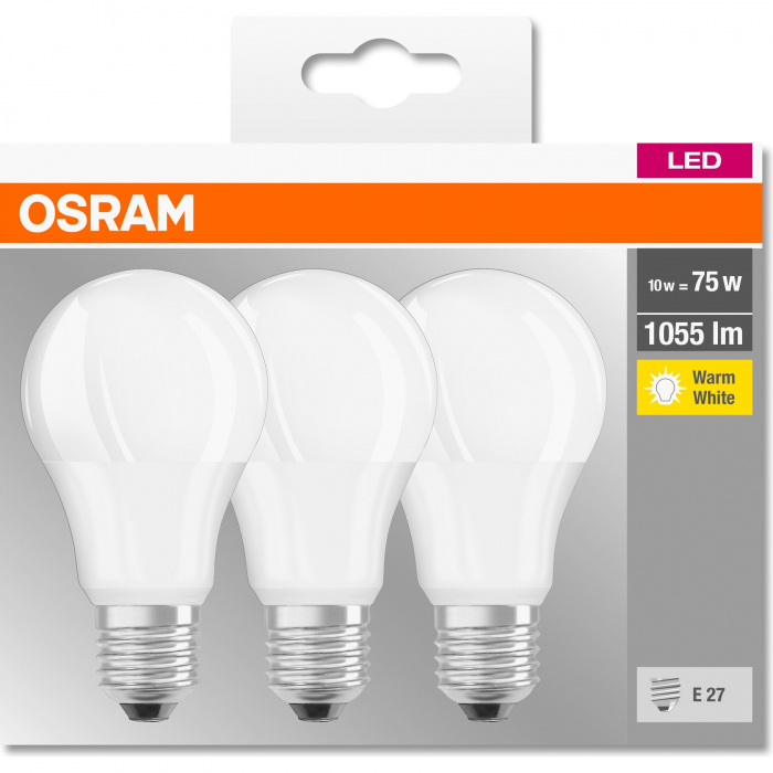 Set 3 becuri A75 LED 10W 1055lm 2700K E27 Osram 4058075819436 [2]
