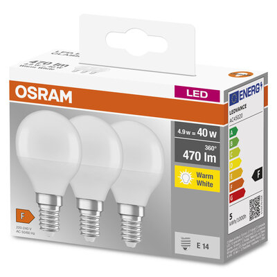 Set 3 becuri P40 LED 4.9W 470lm 2700K E14 Osram 4058075090507 [2]