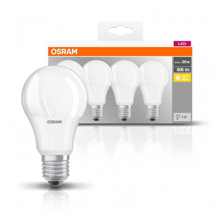 Set 4 becuri A60 LED 8.5W 806lm 2700K E27 Osram 4058075819450 [2]