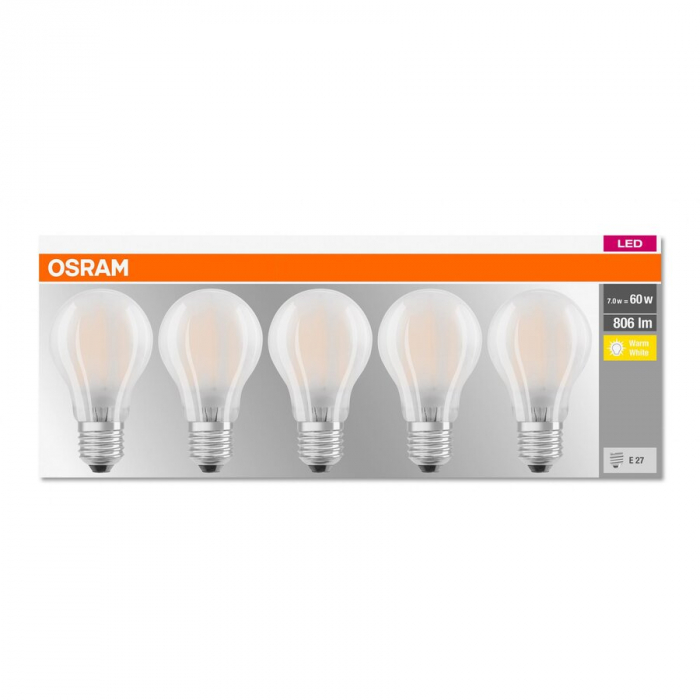 Set 5 becuri A60  LED 7W 806lm 2700K E27 Osram 4058075090620 [2]