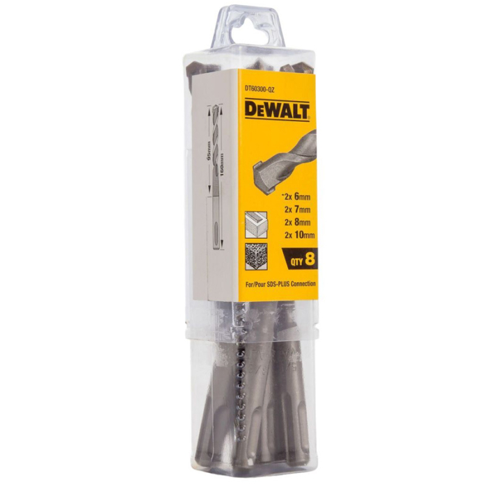 Set 8 burghie beton 6-10mm SDS Plus cu 2 taisuri DeWalt DT60300-QZ [1]