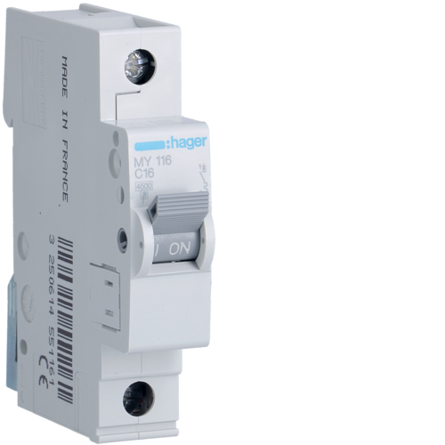 Siguranta automata 16A 1P Curba C 4,5ka Hager MY116 [1]