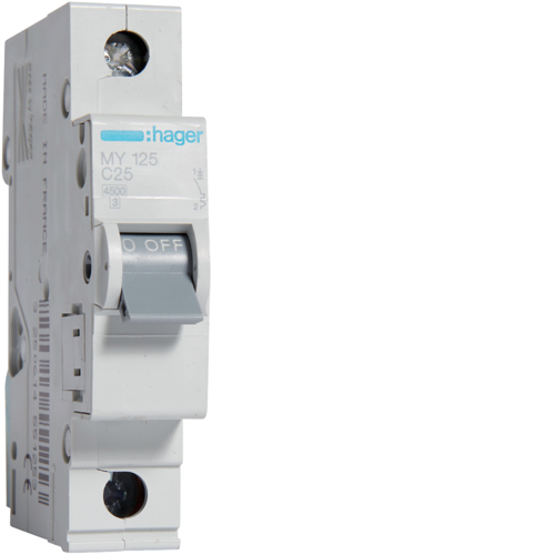 Siguranta automata 25A 1P Curba C 4,5ka Hager MY125 [1]