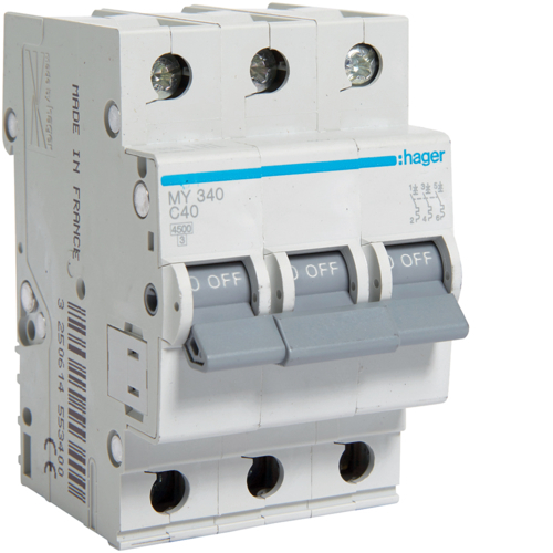 Siguranta automata 40A 3P Curba C 4,5ka Hager MY340 [1]