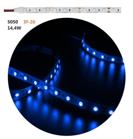 Banda led - Banda LED 14.4W/m 12V IP20 lumina albastra Lumen Adeleq 05-34129/albastru