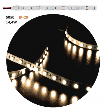 Banda led - Banda LED 14.4W/m 12V IP20 lumina calda Lumen Adeleq 05-34129/cald