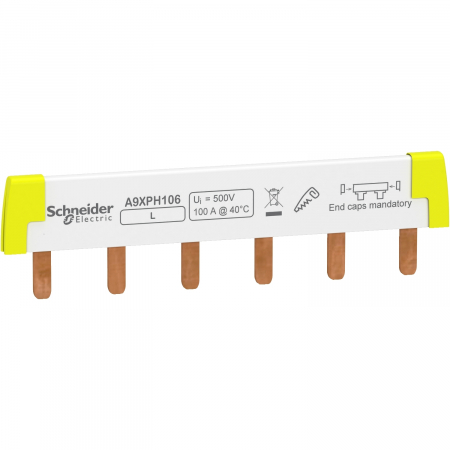 Bareta de alimentare-Pieptene - Bareta de alimentare 1P busbar pin 6M 100A Acti9 Schneider A9XPH106