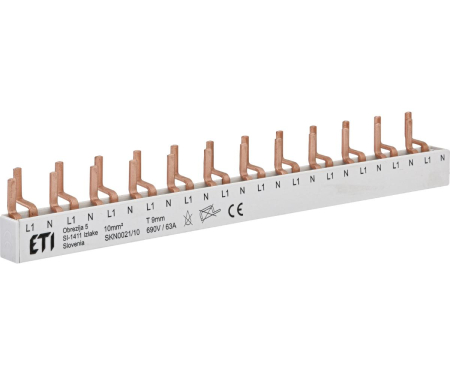 Bareta de alimentare-Pieptene - Bareta de alimentare 1P+N busbar pin 12M 63A Eti 002921150