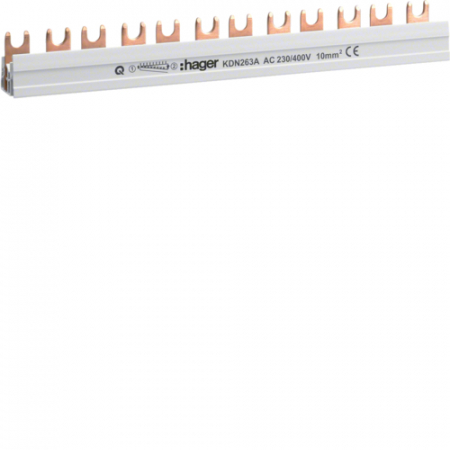 Bareta de alimentare-Pieptene - Bareta de alimentare 2P busbar furca 12M 63A Hager KDN263A